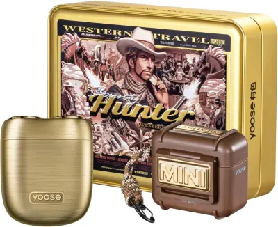 YOOSE Mini 2.0 putni brijač Bounty Hunter Golden, poklon kutija, zlatna