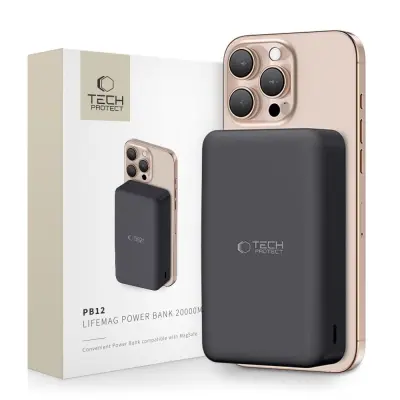 TECH-PROTECT PB12 LIFEMAG MAGSAFE POWER BANK 20000MAH CRNA