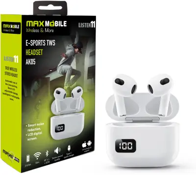 MAXMOBILE SLUŠALICE BLUETOOTH TWS AK05 WH