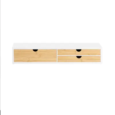 Postolje za Monitor s Visinom 11cm, 3 Ladice, Prirodna Bambusova Boja, BBF11-WN