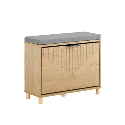 SoBuy Kompaktna Klupa za Cipele s Skladištem Svijetlo Drvo Siva 60x24x50cm FSR199-N