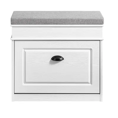 SoBuy Klupa za cipele s ladicom Bijela Siva 82x35x45cm FSR82-K-WG