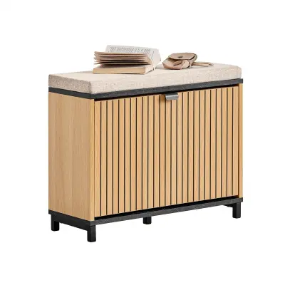 SoBuy Funkcionalna Klupa za Obuću s Jastukom Bež Mramornog Uzorka 60x24x50cm FSR201-N