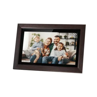 Digitalni okvir za fotografije osjetljiv na dodir FRAMEO Wi-Fi zvučnik 15,6€ť drvo + aplikacija