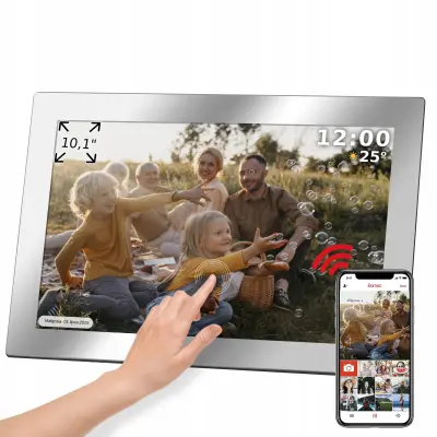 Digitalni okvir za fotografije osjetljiv na dodir FRAMEO Wi-Fi zvučnik 10,1€ť s ogledalom + aplikacija