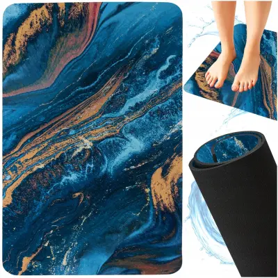 Brzosušeći perivi tepih za kupaonicu 80x50cm XXL plave boje