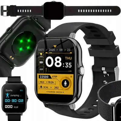 Baterijski uniseks sportski pametni sat na dodir 2 remena Bluetooth FitPro crni
