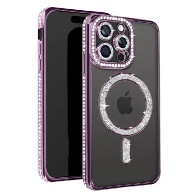 Dijamantno kućište za iPhone 15 Pro Max MagSafe zaštita s konturnim šljokicama