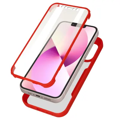 Navlaka 360° za iPhone 13 Stražnja Kruta Zaštita Ekrana Obrub crveni