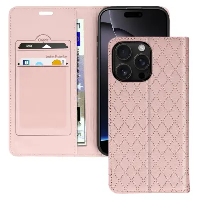 Folio torbica za iPhone 16 Pro Max s dijamantnim uzorkom pretinci za kartice stalak za video