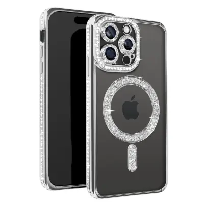 Dijamantna futrola za iPhone 15 Pro MagSafe zaštita kontura sa šljokicama