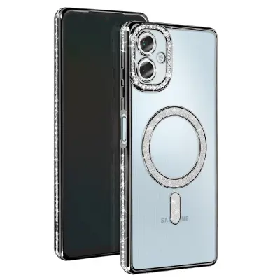 Dijamantna maska za Samsung Galaxy A06 MagSafe s obrubom od cirkona