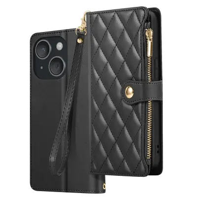 Teksturirana novčanik torbica za iPhone 15 sa stalkom za video i pretincima za kartice