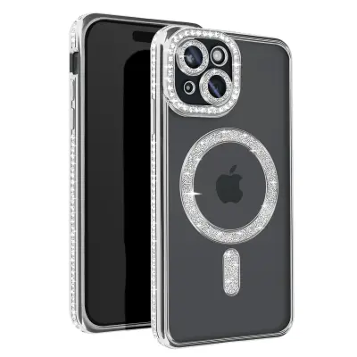 Dijamantna futrola za iPhone 15 MagSafe zaštita kontura sa šljokicama