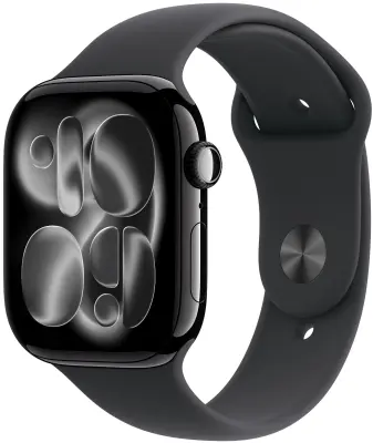 Apple Watch Series 11 GPS 42mm Jet Black Aluminium Case with Black Sport Band - M/L