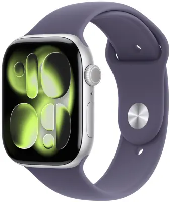 Apple Watch Series 11 Cellular 42mm Silver Aluminium Case with Purple Fog Sport Band - M/L