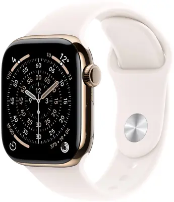 Apple Watch Series 11 Cellular 42mm Gold Titanium Case with Light Blush Sport Band - S/M