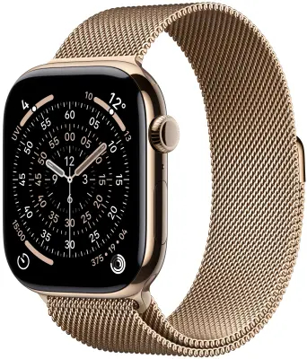 Apple Watch Series 11 Cellular 42mm Gold Titanium Case with Gold Milanese Loop