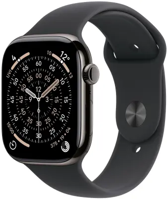Apple Watch Series 11 Cellular 46mm Slate Titanium Case with Black Sport Band - M/L