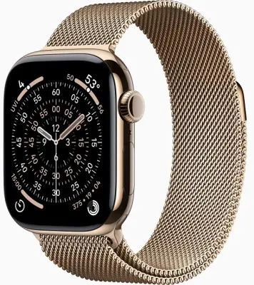 Apple Watch Series 11 Cellular 46mm Gold Titanium Case with Gold Milanese Loop - M/L
