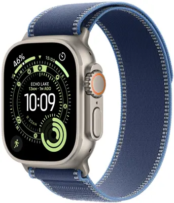 Apple Watch Ultra 3 Cellular 49mm Natural Titanium Case with Blue/Bright Blue Trail Loop - M/L