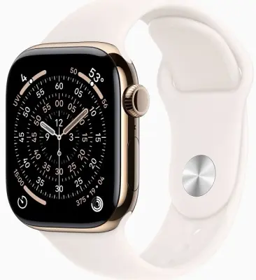 Apple Watch Series 11 Cellular 46mm Gold Titanium Case with Light Blush Sport Band - M/L