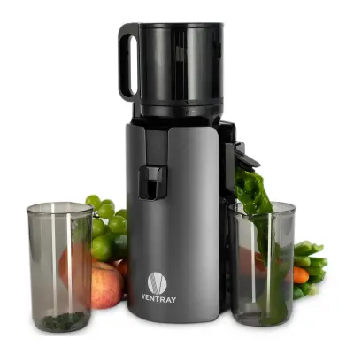 Ventray max 120 sokovnik za hladno prešanje 120 mm, 1,2 l bez BPA. Dvostruki filter, jednostavno čišćenje, 250 W, visoki prinos soka - crni