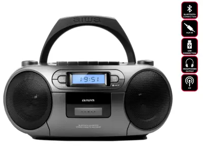 AIWA Prijenosni radio CD/MP3/USB/BT/kasetofon - Boombox s FM PLL-om BBTC-550MG