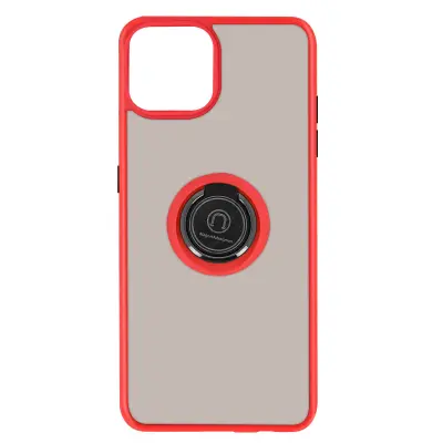 Maska Apple iPhone 13 Pro Max Dvo-materijalna Metalni prsten Stalak Crvena