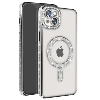 Dijamantno kućište za iPhone 14 Plus MagSafe s konturnim šljokicama