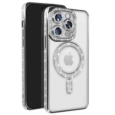 Dijamantno kućište za iPhone 14 Pro MagSafe s konturnim šljokicama