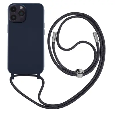 Maska s uzicom iPhone 14 Pro Polutvrda s trakom za vrat 80cm Plava