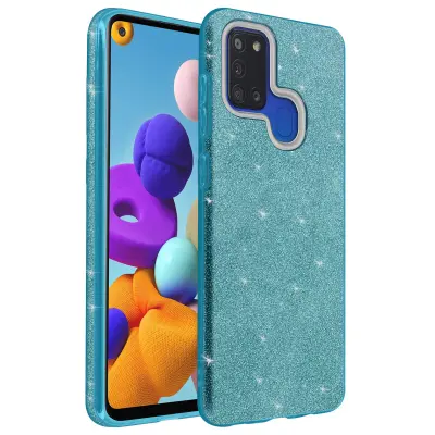 Maska za Samsung Galaxy A21s odvojive šljokice polutvrdi silikon plava