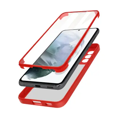 Navlaka 360° za Galaxy S21 Plus Stražnja Kruta Zaštita Ekrana Mekana Obrub crveni