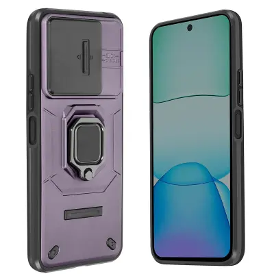Maska za Xiaomi Redmi 13 s prstenom i kliznim poklopcem za kameru