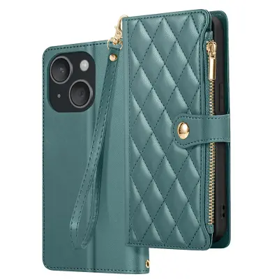 Teksturirana novčanik torbica za iPhone 15 sa stalkom za video i pretincima za kartice