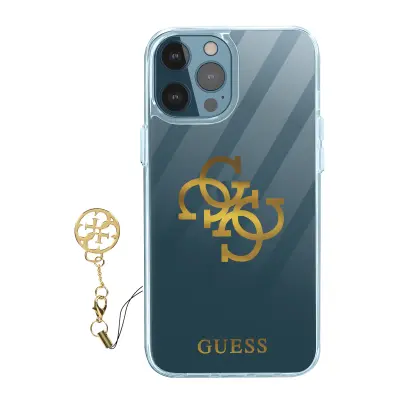 Maska Apple iPhone 12 Pro Max Dvo-materijalna 4G Charms Guess Prozirna Zlatni logo