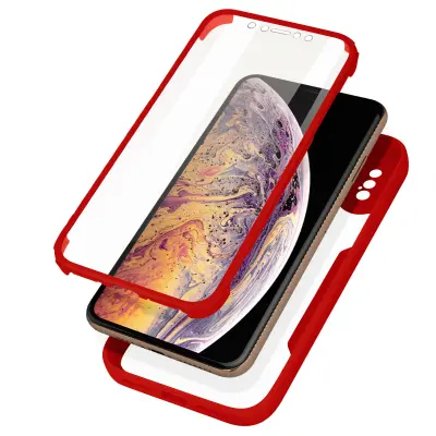 Navlaka 360° za iPhone XS Max Stražnja Kruta Zaštita Ekrana Mekana Obrub crveni