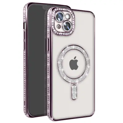 Dijamantna maska za iPhone 14 Plus MagSafe zaštita s konturom i šljokicama