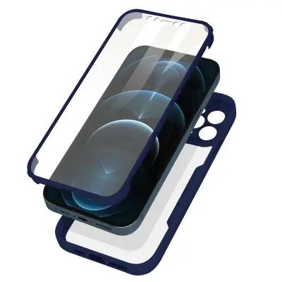Navlaka 360° za iPhone 12 Pro Stražnja Kruta Zaštita Ekrana Mekana Obrub plavi