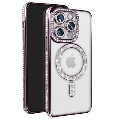 Dijamantna maska za iPhone 14 Pro MagSafe zaštita s konturom i šljokicama