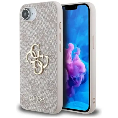 Maska za iPhone 16e, uzorak 4G monogram, veliki metalni logo
