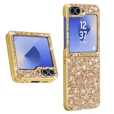 Šljokičasta maska za Samsung Z Flip 6 čvrsta poleđina mekani rub