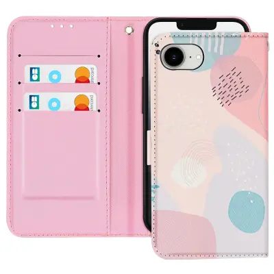 Torbica za iPhone 16e motiv pastelni puzzle uzica i držač kartica