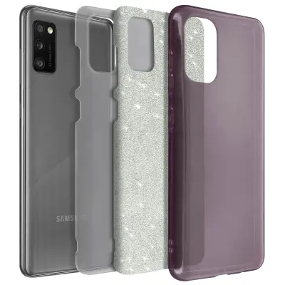 Maska za Samsung Galaxy A41 odvojive šljokice polutvrdi silikon ružičasta