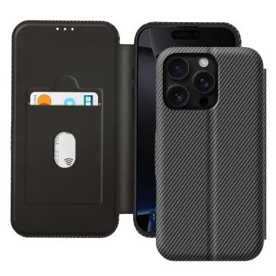 Torbica za iPhone 16 Pro karbonska vlakna video stalak i anti-RFID