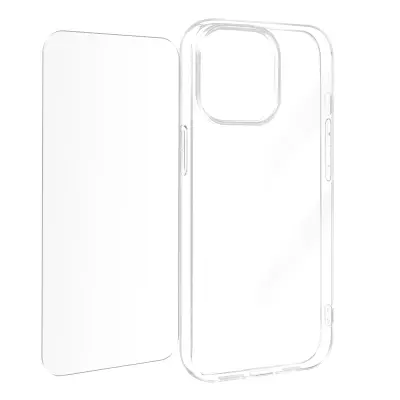 Maska za iPhone 15 Pro silikon gel i kaljeno staklo 9H