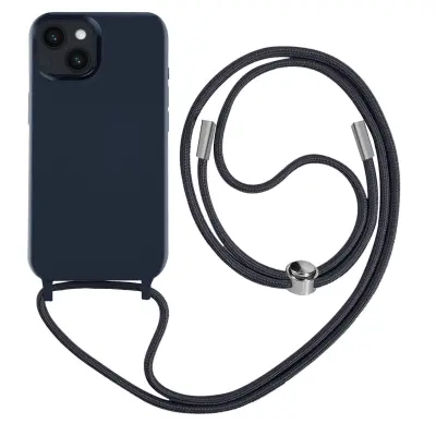 Maska s uzicom iPhone 14 Plus Polutvrda s trakom za vrat 80cm Plava