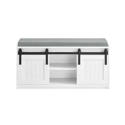 Klupa za Ormarić s Pretincima Rustikalna Klizna Vrata Bijela 120x35x45cm FSR133-K-W