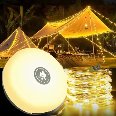 Kamping LED rasvjeta 10m s punjivom baterijom, vodootporna i prijenosna | GLOWTREK